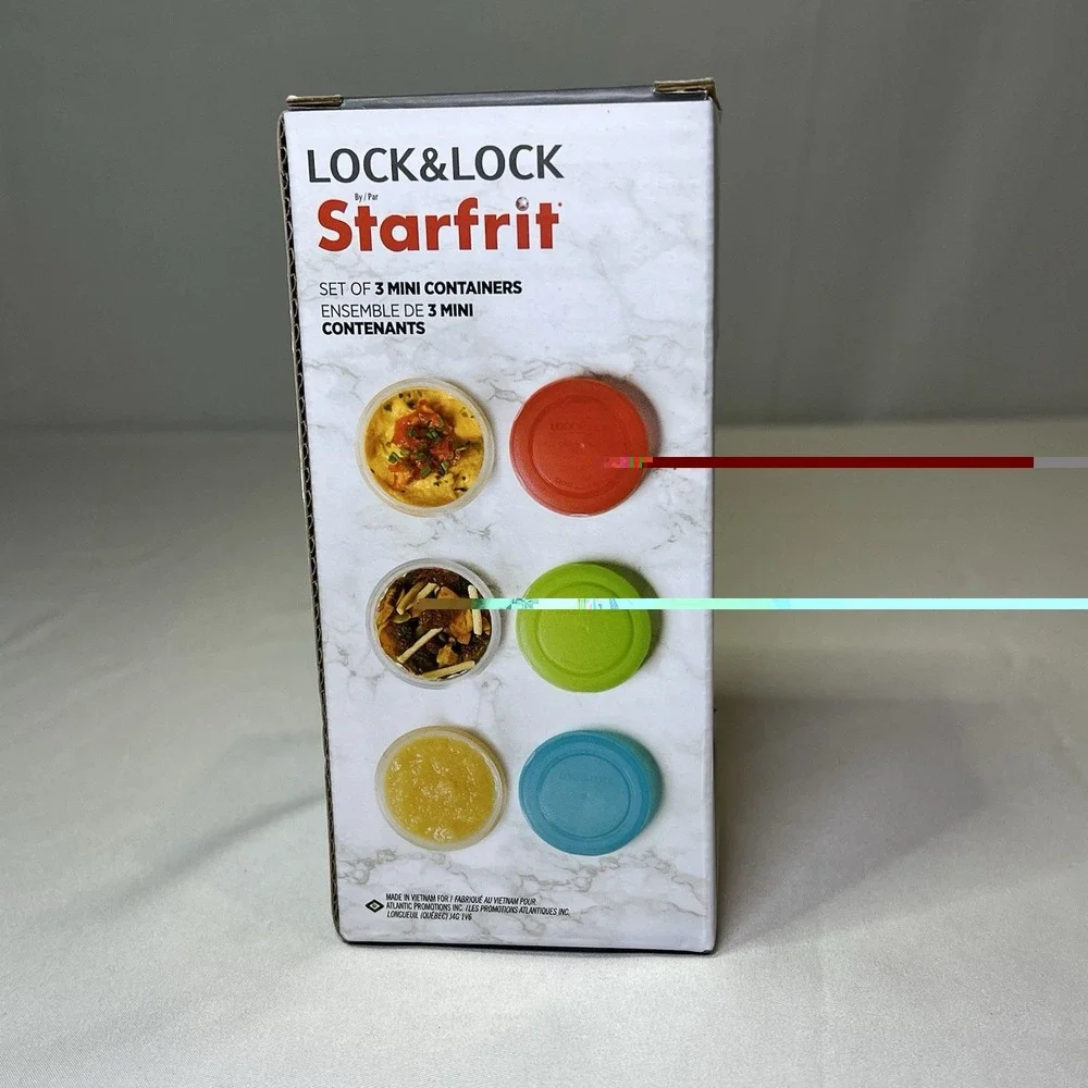 New Round Mini Container Bites Food Storage 3 Count 30oz Plastic With Lid Togo‎